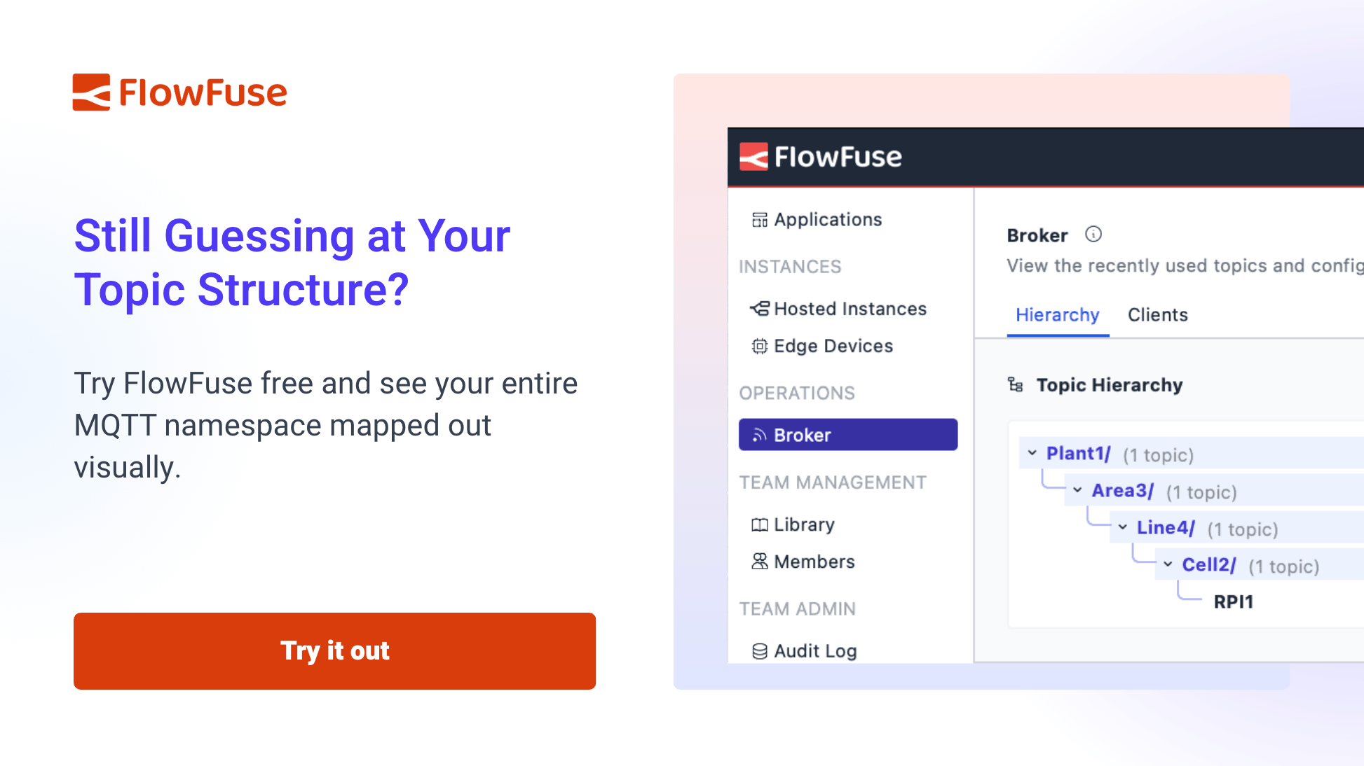 Try FlowFuse free and see your entire MQTT namespace mapped out visually